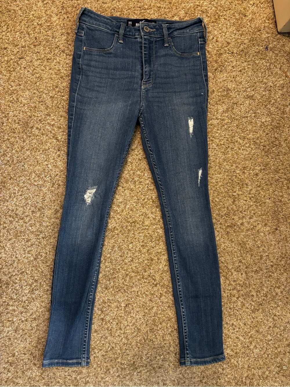 Hollister Dark Blue Distressed Skinny Jeggings